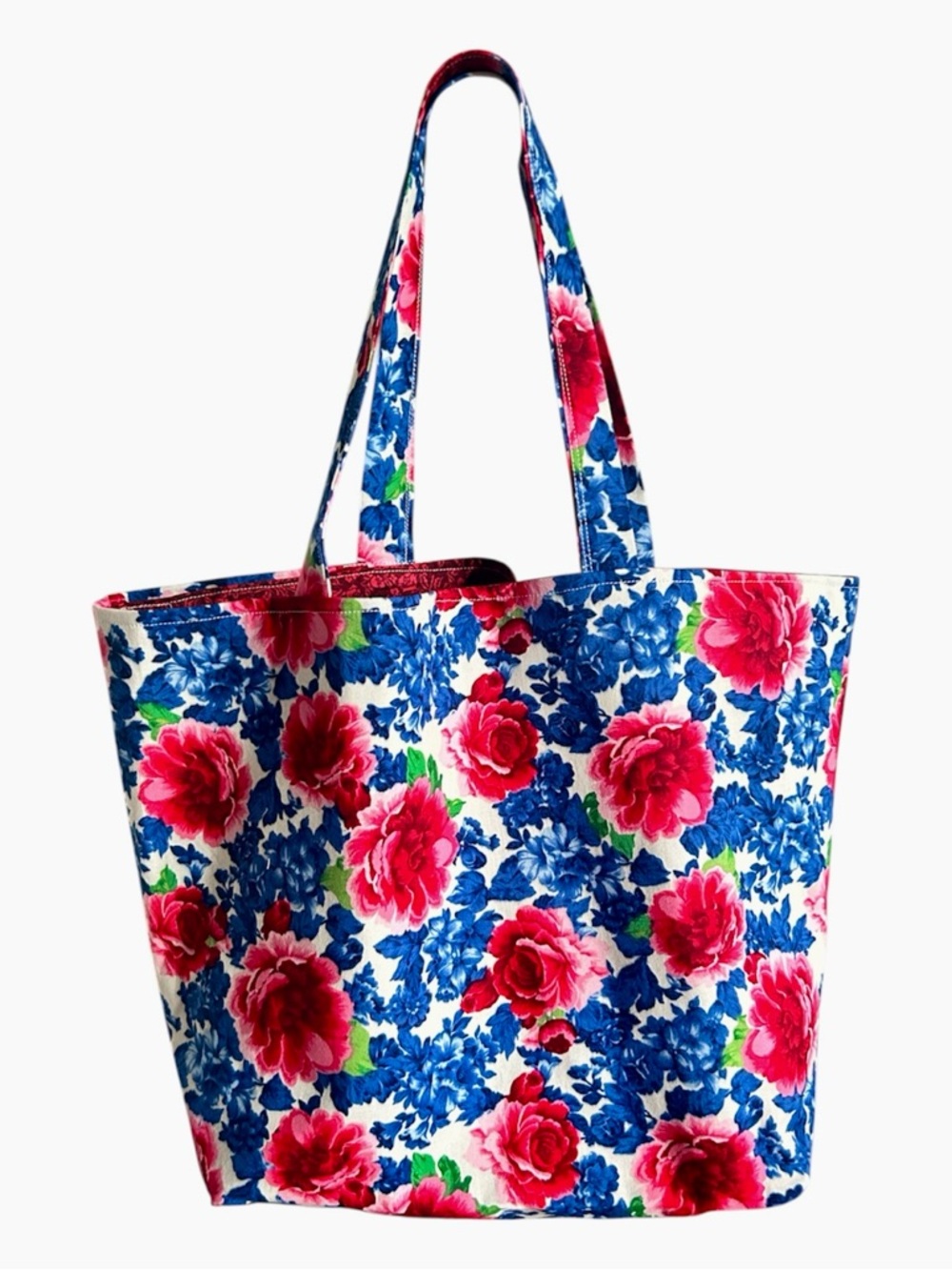 Handmade Colorful Floral Fabric Cotton Tote Bag All Purpose Carry Shoulder Purse
